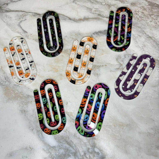 Jumbo Paperclip - Purple Green Orange Spiderweb Halloween